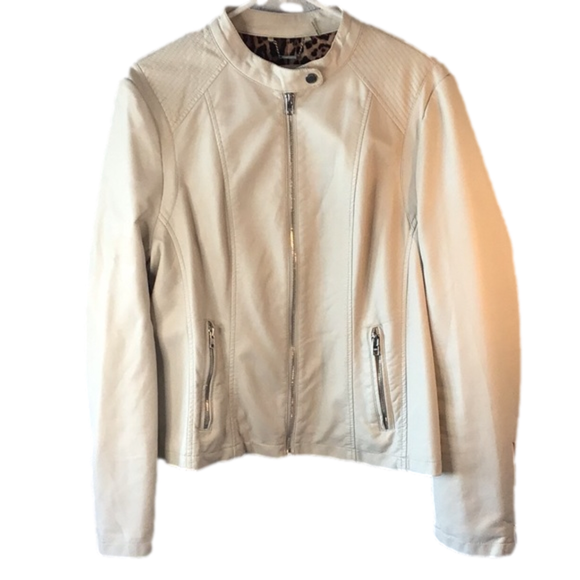 Black Rivet Jackets & Blazers - Black Rivet Off White Leather Like Jacket Sz X-Large
